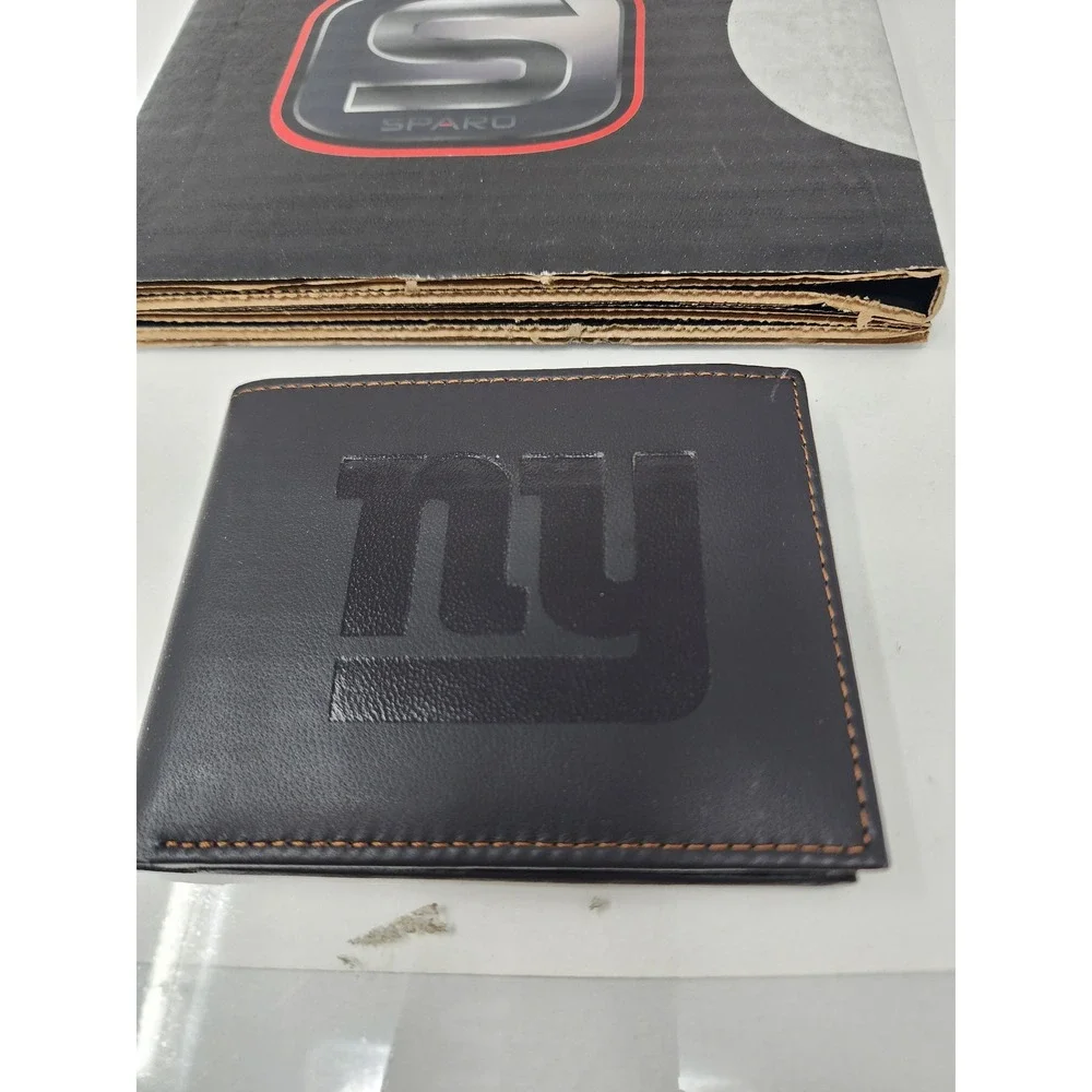 Sparo Mens New York Giants Bifold Wallet Black Leather RFID Casual Size OS